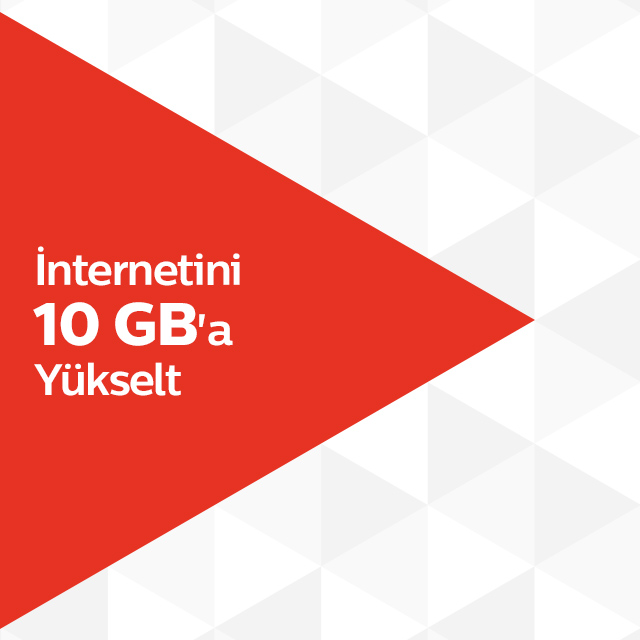 İnternet Özgürlüğünü 10GB’a Tamamlamanın Tam Sırası!4.5G müşterilerimize özel ayda 15,30 TLye, 12 ay pakette kalma sözünüze ek internet paketleri ile internetinizi 10GB’a tamamlıyoruz!