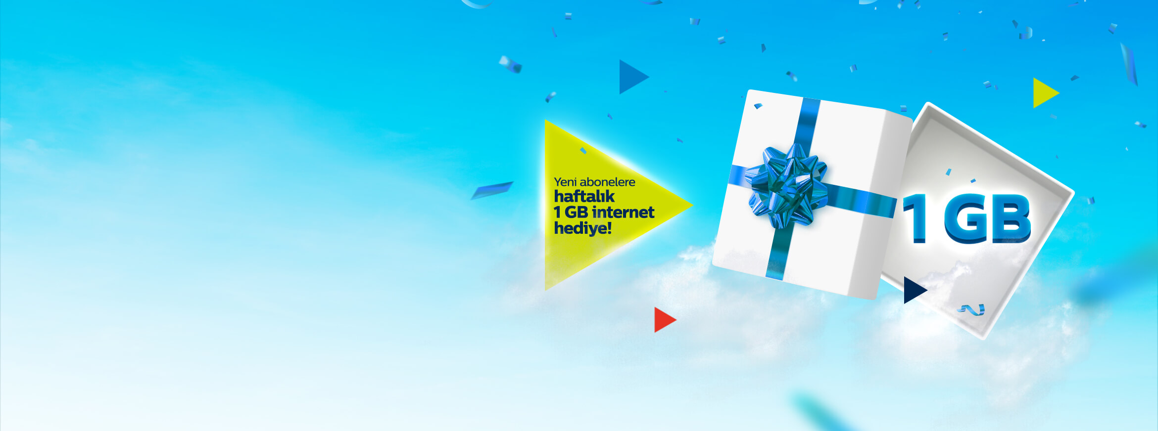 “ArayanıBil Plus’la hemen 1 GB kazan!” yazısının yanında hediye kutusunun içinden 1 GB yazısı yer alıyor