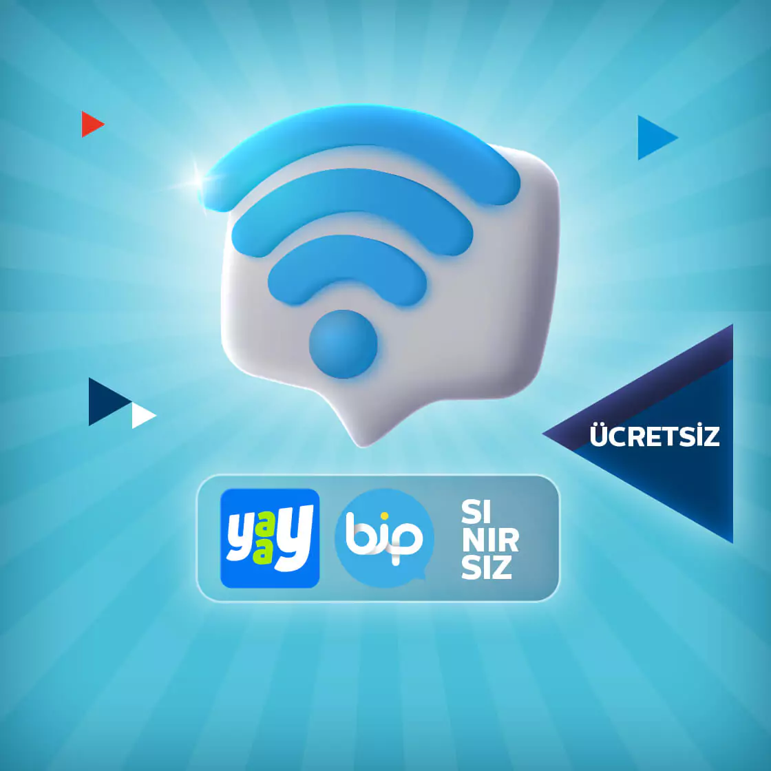 wifi sembolü altında yaay bip sembolü ücretsiz ve sınırsız yazısı