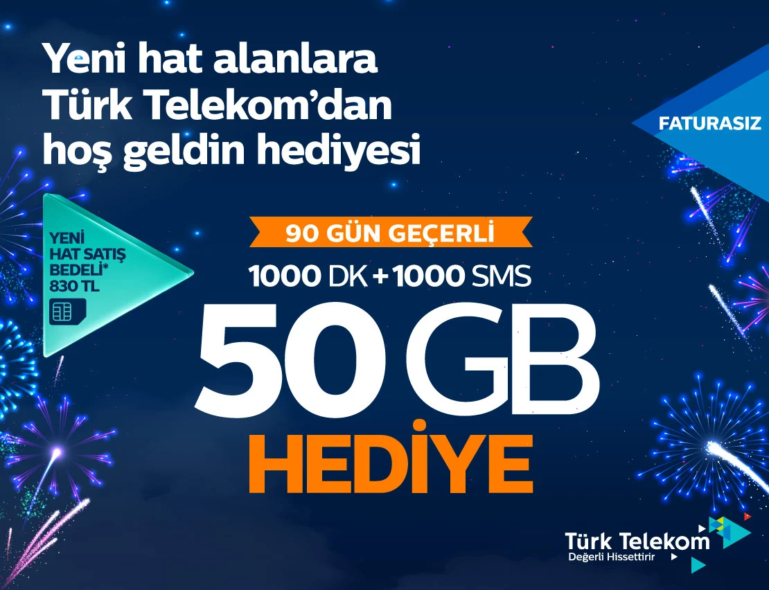 Faturasız 3 Aylık Hoş Geldin 50GB Kampanyası görseli