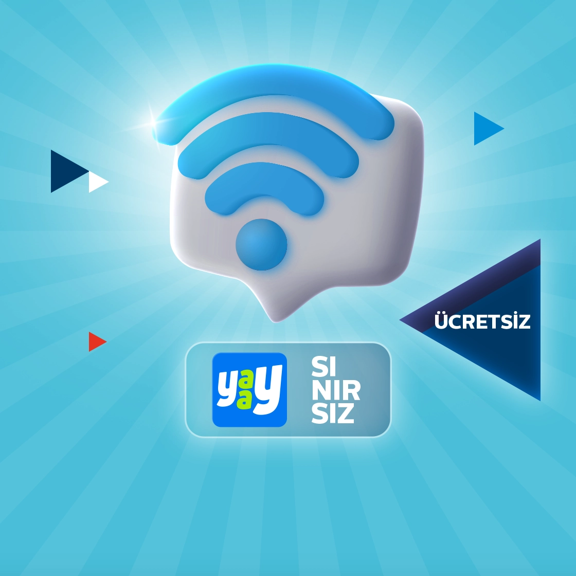 wifi sembolü altında yaay sembolü ücretsiz ve sınırsız yazısı