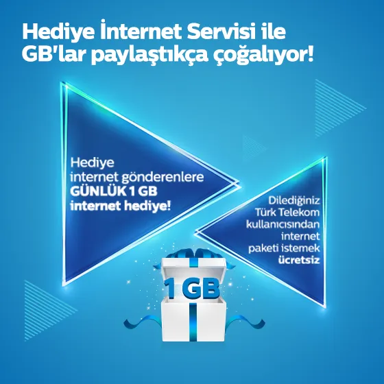 Hediye İnternet Gönder 1 GB Kazan Kampanyası görseli